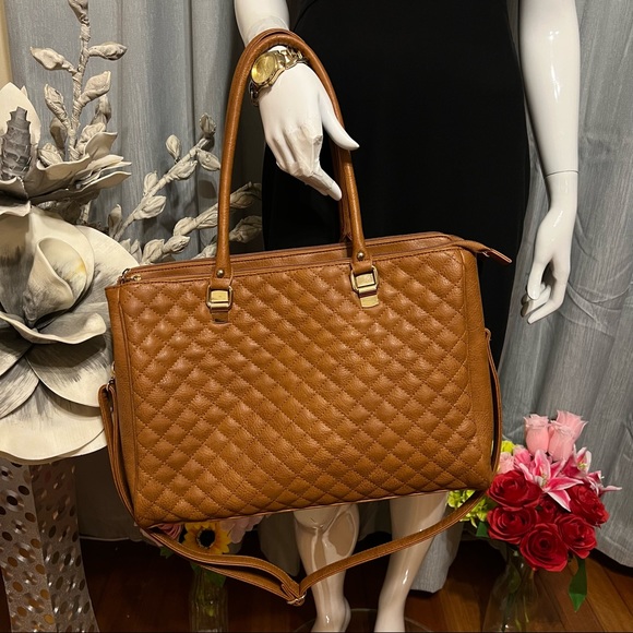Laura Jones Handbags - LAURA JONES Brown Tan Office Laptop Bag Business Formal Women Hand/Shoulder Bag